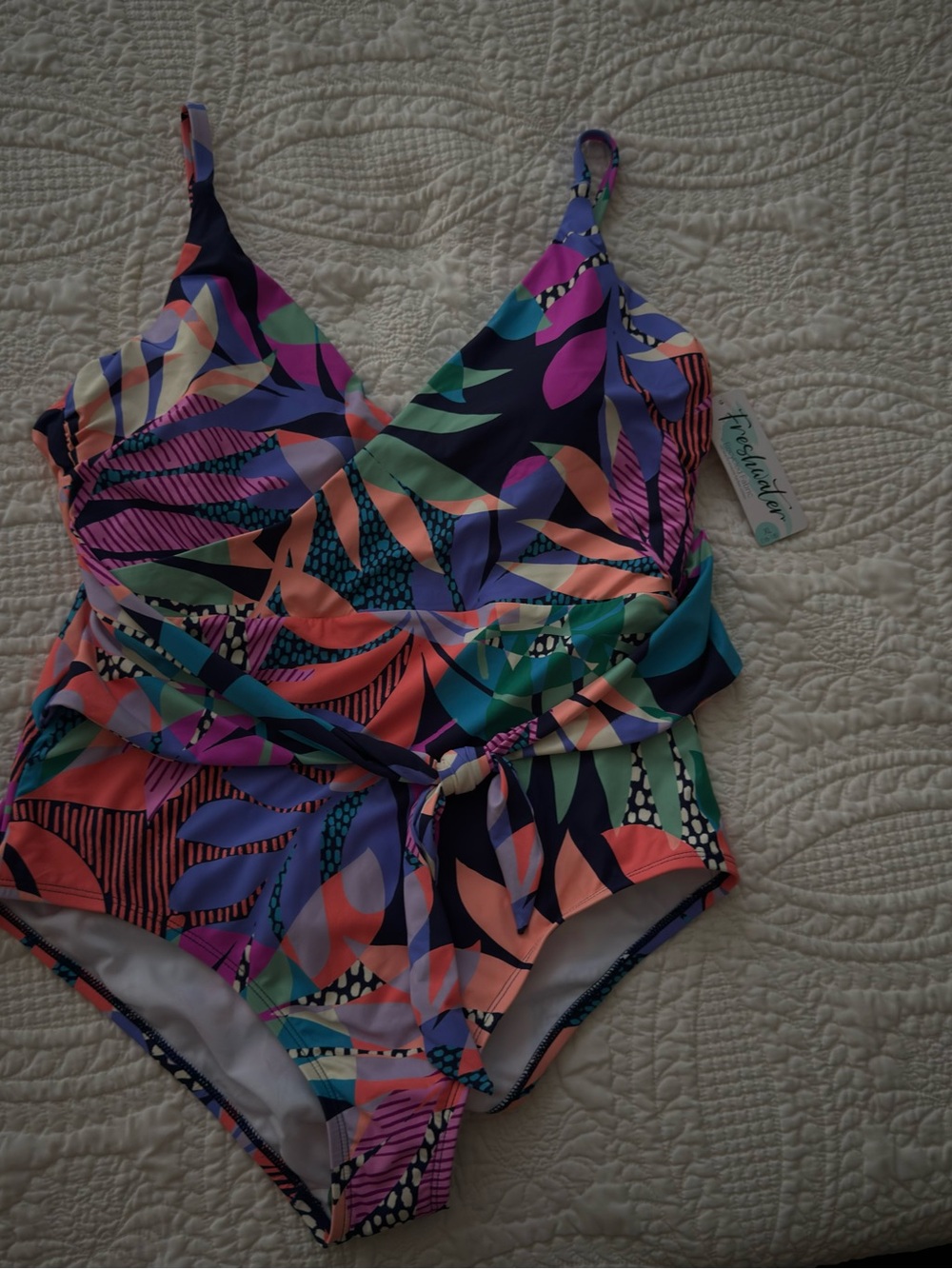 Freshwater Woman’s Multicolor Leaf-Print One-Piece Swimsuit - L